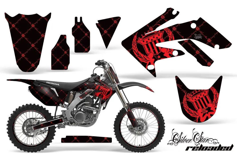 Honda CRF250 R Dirt Bike Graphic Kit - 2004-2013 Silver Star - Reloaded Red