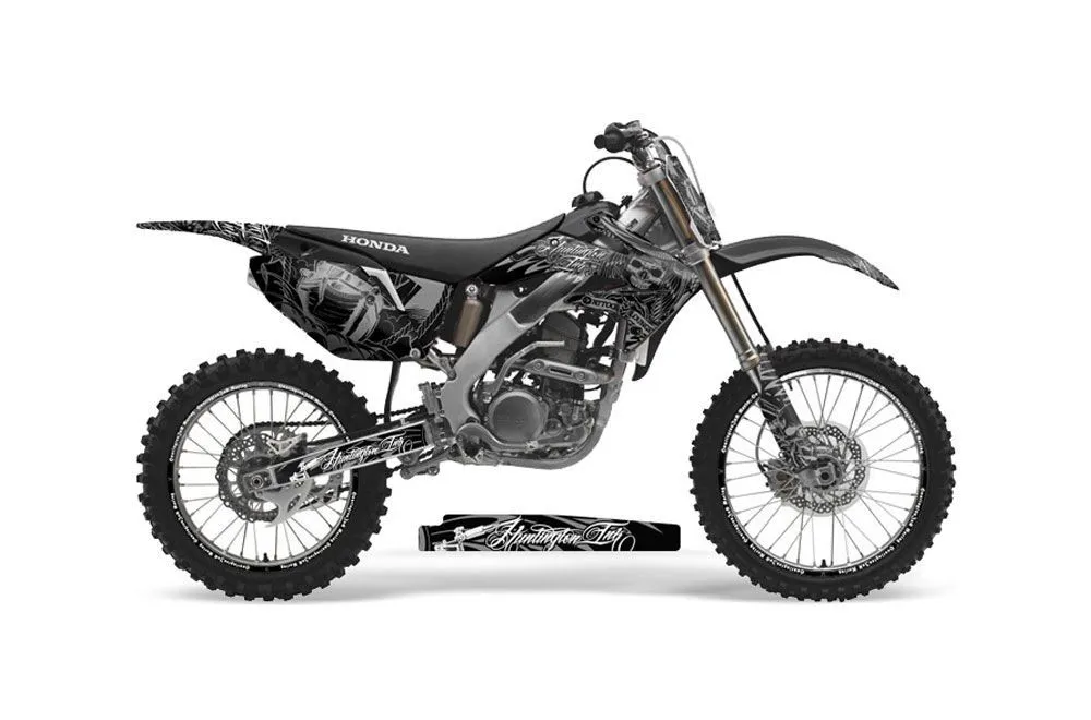 Honda CRF250 R Dirt Bike Graphic Kit - 2004-2013 Skulls and Hammers Silver