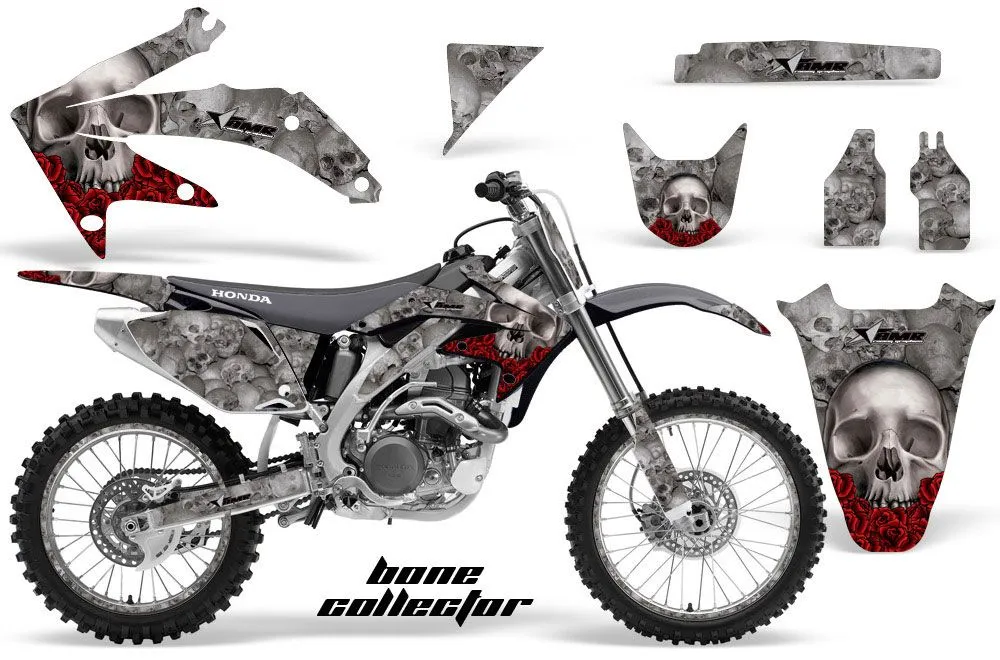 Honda CRF450 R Dirt Bike Graphic Kit - 2002-2012 Bone Collector Silver