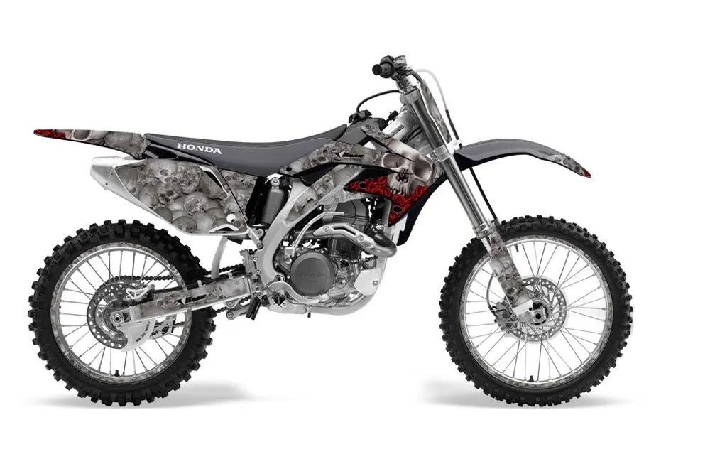 Honda CRF450 R Dirt Bike Graphic Kit - 2002-2012 Bone Collector Silver