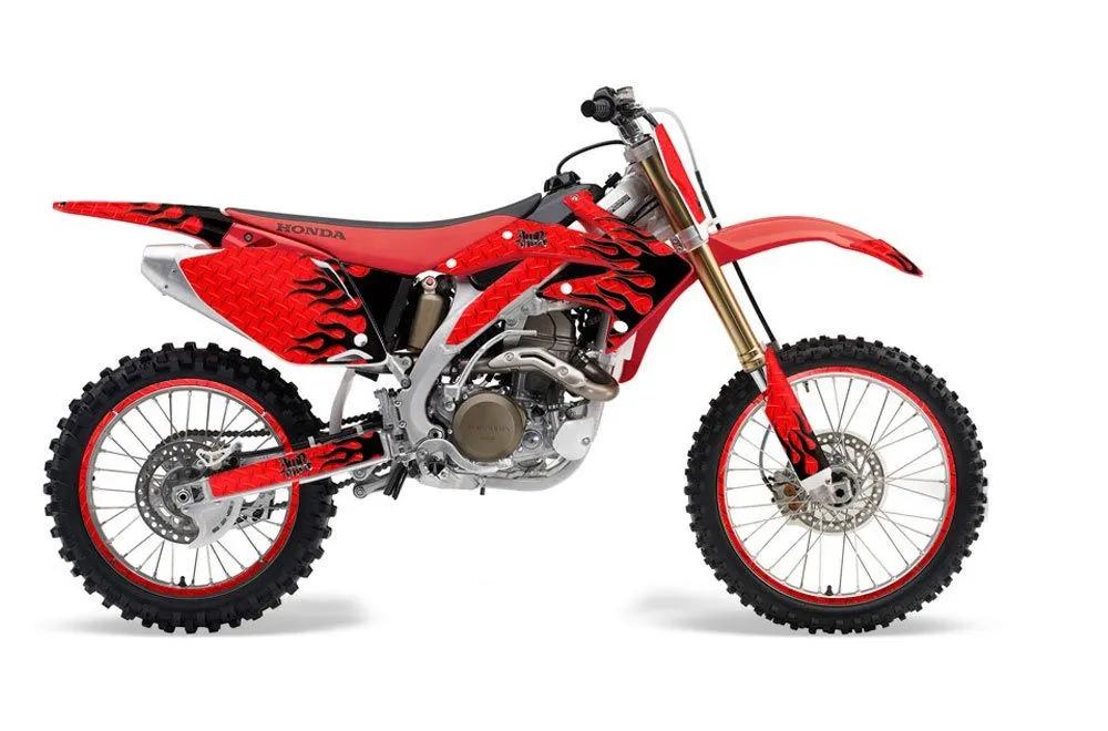 Honda CRF450 R Dirt Bike Graphic Kit - 2002-2012 Diamond Flames Red