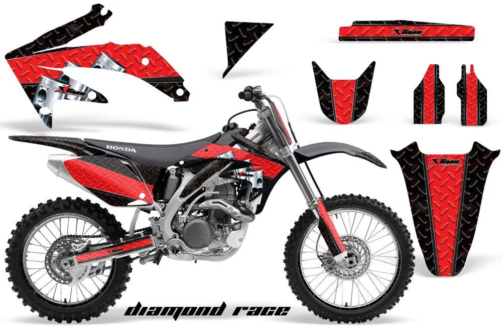 Honda CRF450 R Dirt Bike Graphic Kit - 2002-2012 Diamond Race Red