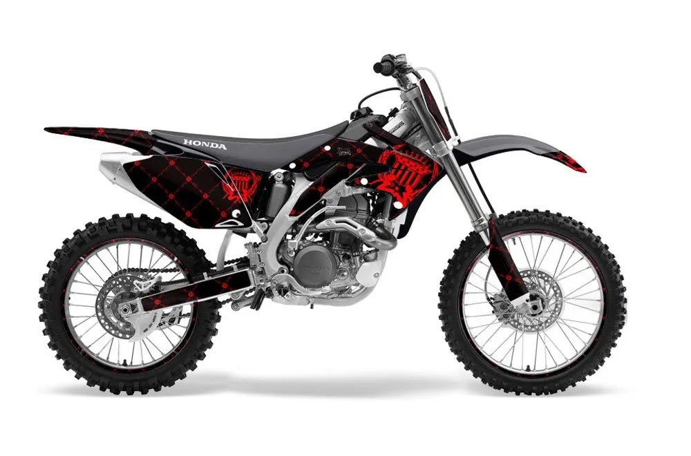 Honda CRF450 R Dirt Bike Graphic Kit - 2002-2012 Silver Star - Reloaded Red