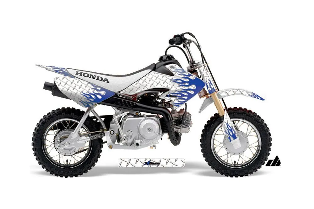 Honda CRF50 Dirt Bike Graphic Kit - 2004-2024 Diamond Flames White