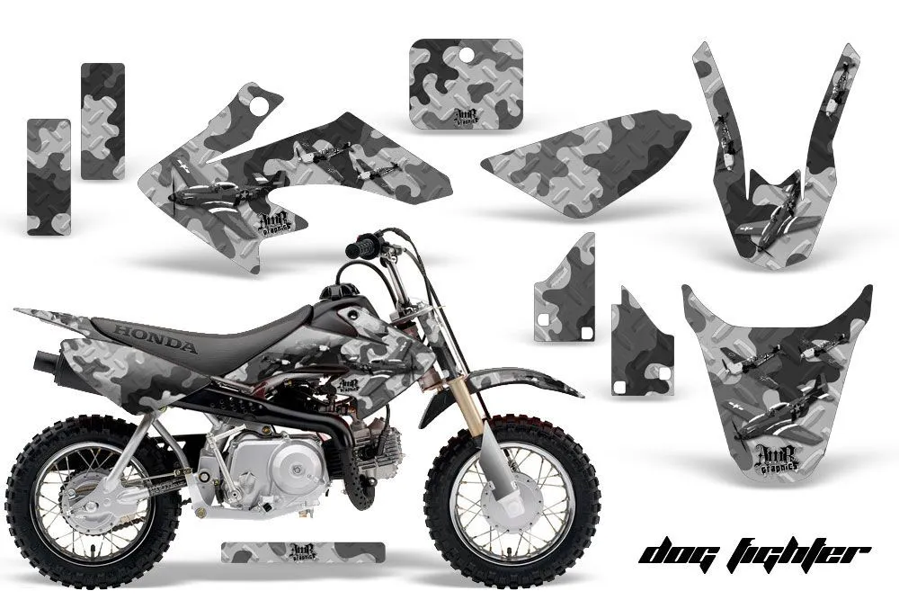 Honda CRF50 Dirt Bike Graphic Kit - 2004-2024 Dog Fighter Black