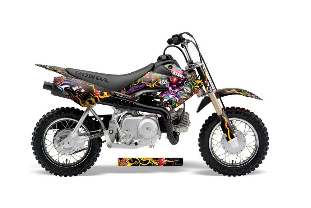 Honda CRF50 Dirt Bike Graphic Kit - 2004-2024 Ed Hardy - Love Kills Black