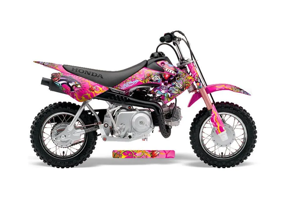 Honda CRF50 Dirt Bike Graphic Kit - 2004-2024 Ed Hardy - Love Kills Pink