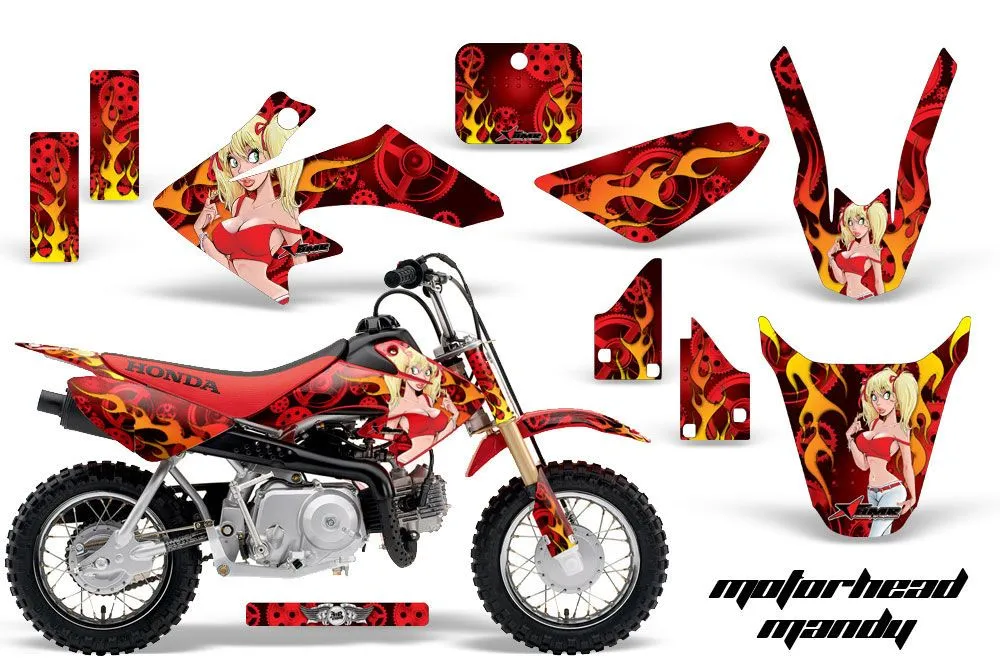 Honda CRF50 Dirt Bike Graphic Kit - 2004-2024 Motorhead Mandy Red