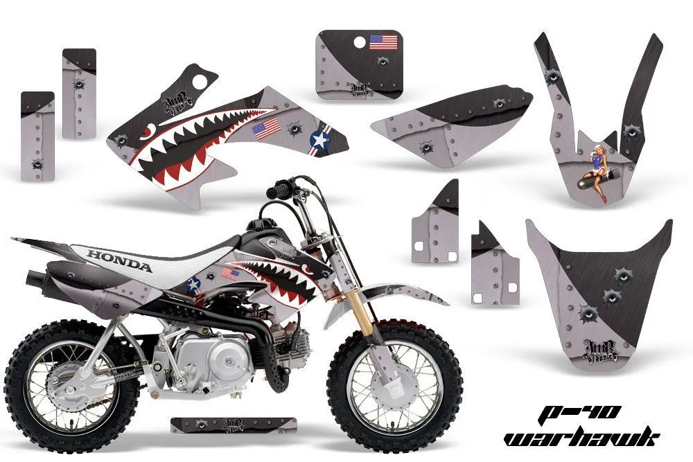 Honda CRF50 Dirt Bike Graphic Kit - 2004-2024 P40 Warhawk Black