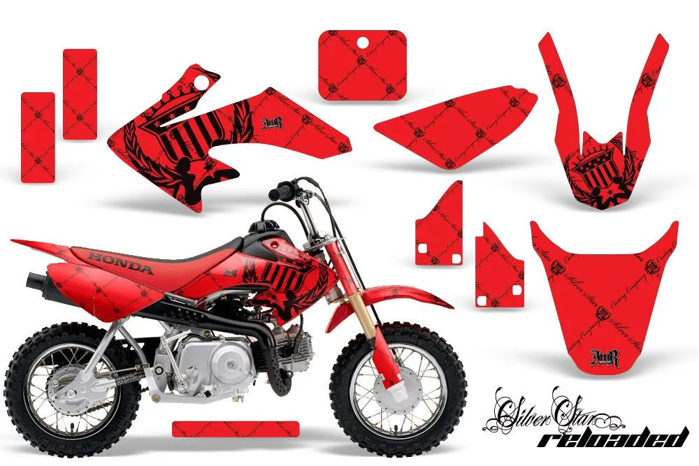 Honda CRF50 Dirt Bike Graphic Kit - 2004-2024 Silver Star - Reloaded Red
