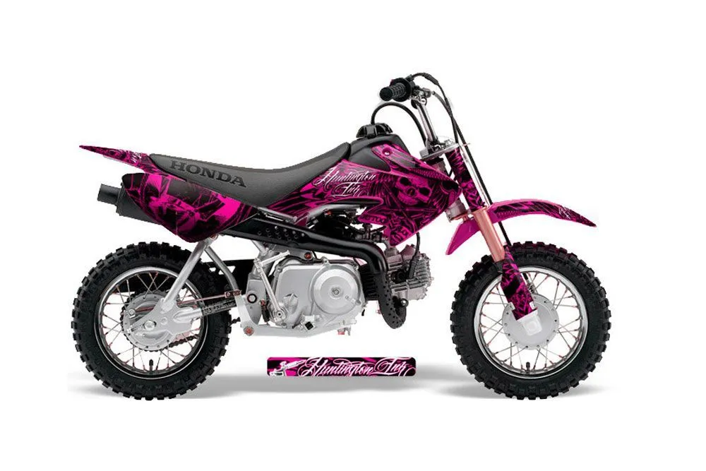 Honda CRF50 Dirt Bike Graphic Kit - 2004-2024 Skulls and Hammers Pink