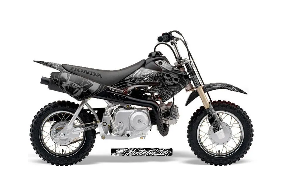 Honda CRF50 Dirt Bike Graphic Kit - 2004-2024 Skulls and Hammers SIlver
