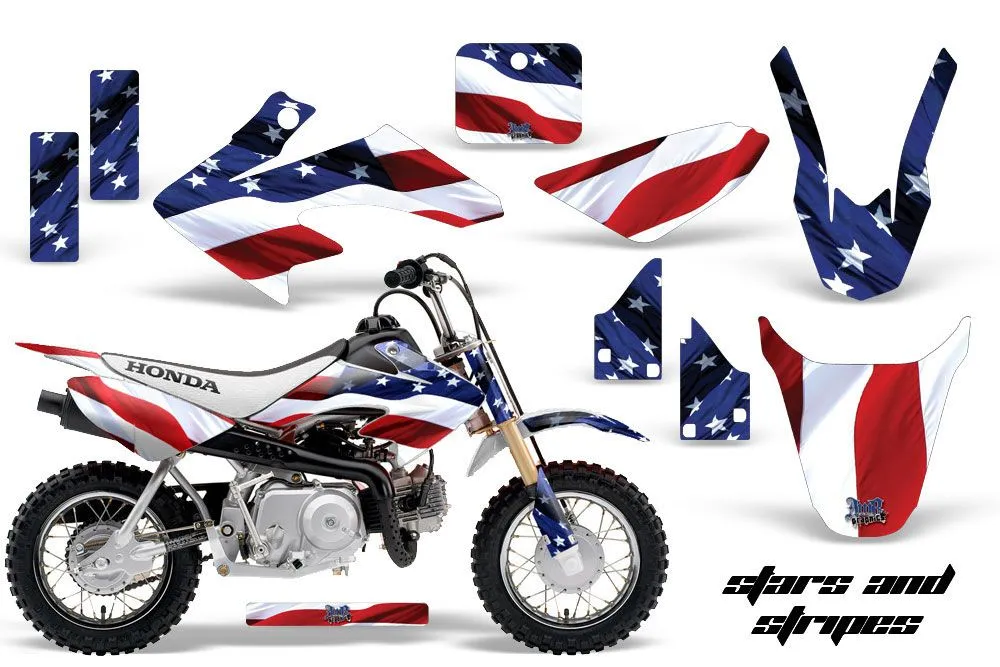 Honda CRF50 Dirt Bike Graphic Kit - 2004-2024 Stars and Stripes Red White & Blue