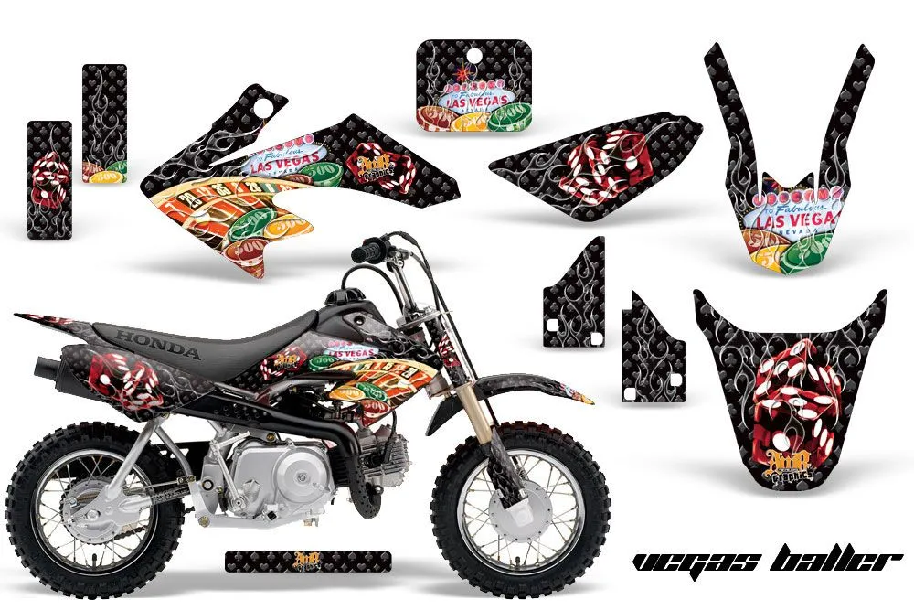 Honda CRF50 Dirt Bike Graphic Kit - 2004-2024 Vegas Baller Black