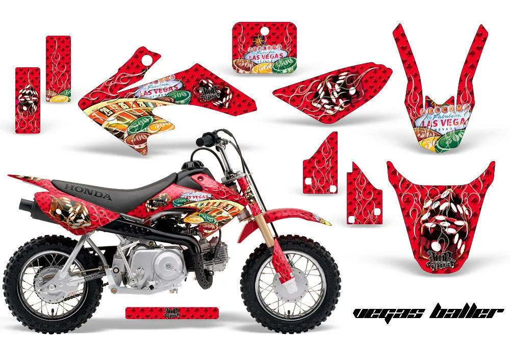 Honda CRF50 Dirt Bike Graphic Kit - 2004-2024 Vegas Baller Red