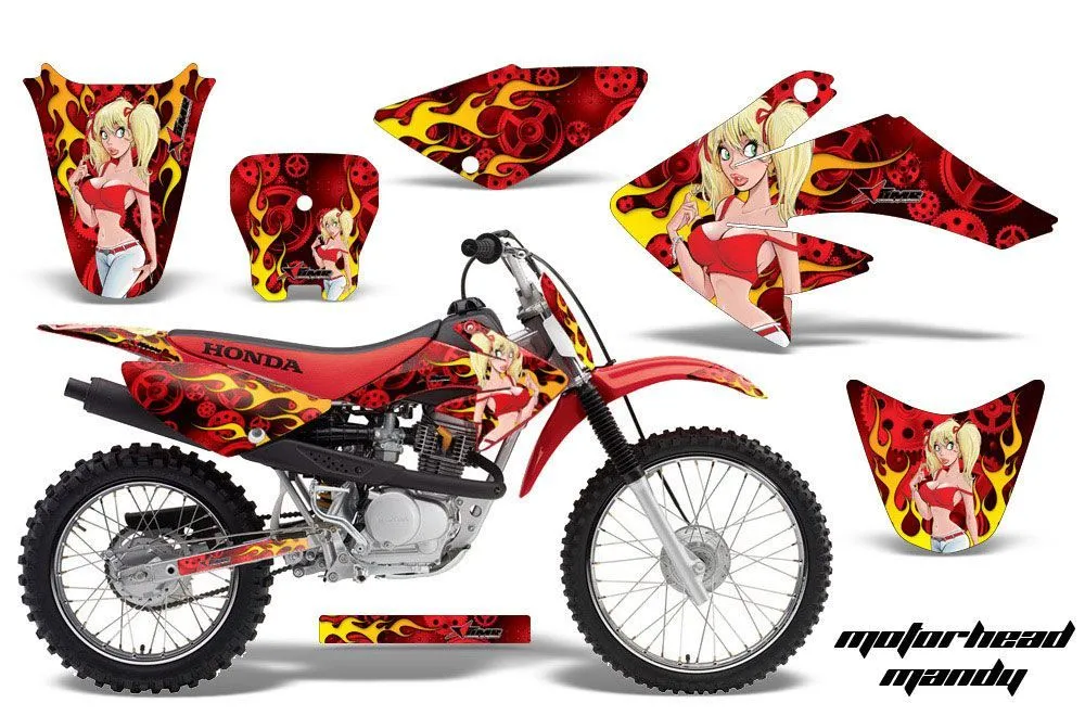 Honda CRF70 Dirt Bike Graphic Kit - 2004-2015 Motorhead Mandy Red