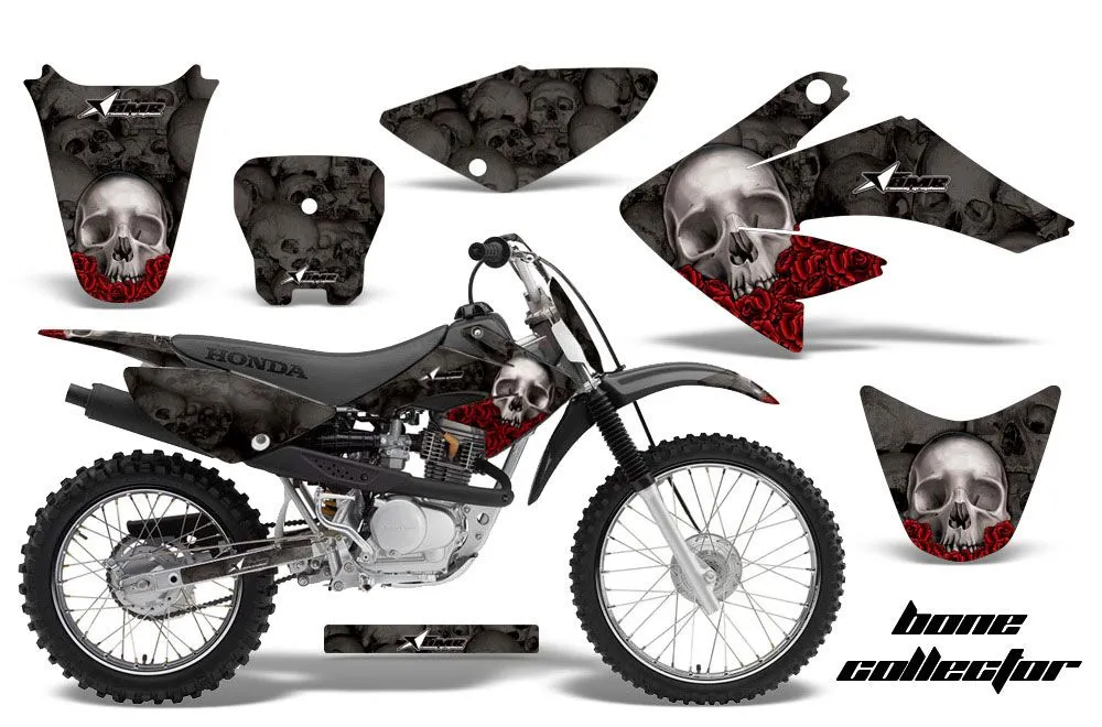Honda CRF80 Dirt Bike Graphic Kit - 2004-2010 Bone Collector Black