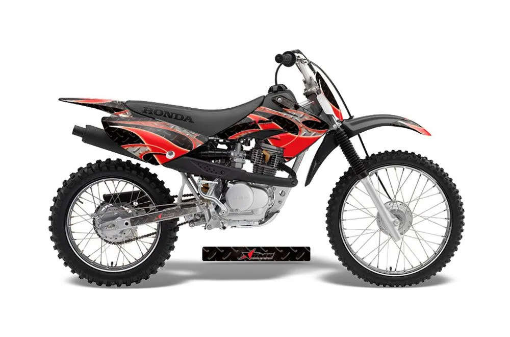 Honda CRF80 Dirt Bike Graphic Kit - 2004-2010 Tribal Flames Red
