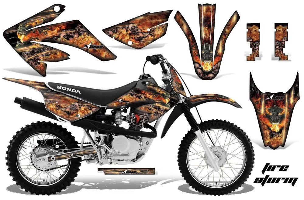 Honda CRF80 Dirt Bike Graphic Kit - 2011-2016 Firestorm Black