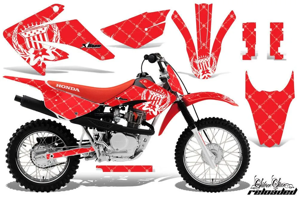 Honda CRF80 Dirt Bike Graphic Kit - 2011-2016 Silver Star - Reloaded Red