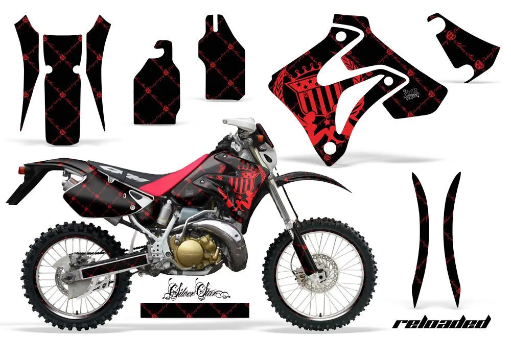 Honda CRM 250 AR Dirt Bike Graphic Kit - 1989-1999 Silver Star - Reloaded Red