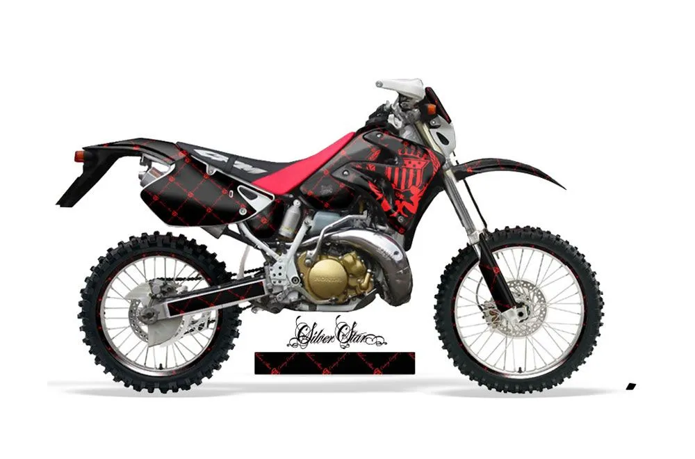 Honda CRM 250 AR Dirt Bike Graphic Kit - 1989-1999 Silver Star - Reloaded Red