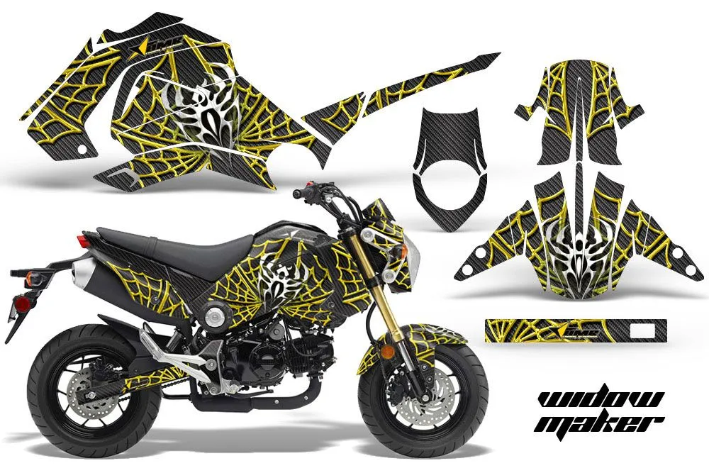 Honda Grom 125 Dirt Bike Graphic Kit - 2013-2016 Widow Maker Yellow