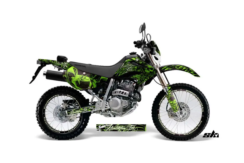 Honda XR250 SM Dirt Bike Graphic Kit - 2003-2005 Skulls and Hammers Green