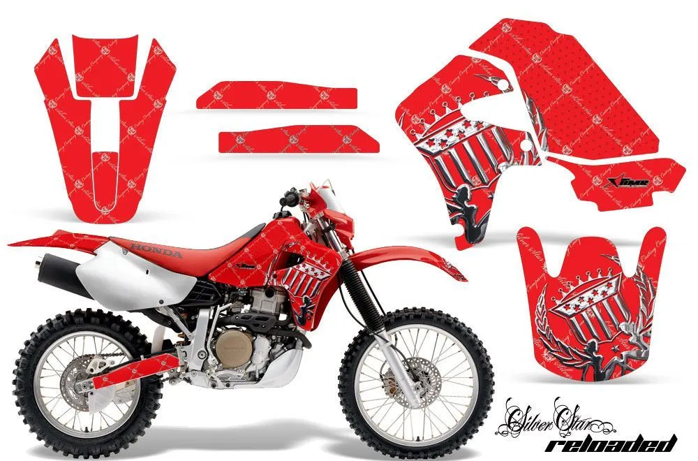 Honda XR650R Dirt Bike Graphic Kit - 2000-2010 Silver Star - Reloaded Red