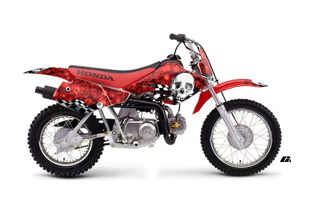 Honda XR70 Dirt Bike Graphic Kit - 2001-2003 Checkered Skull Red