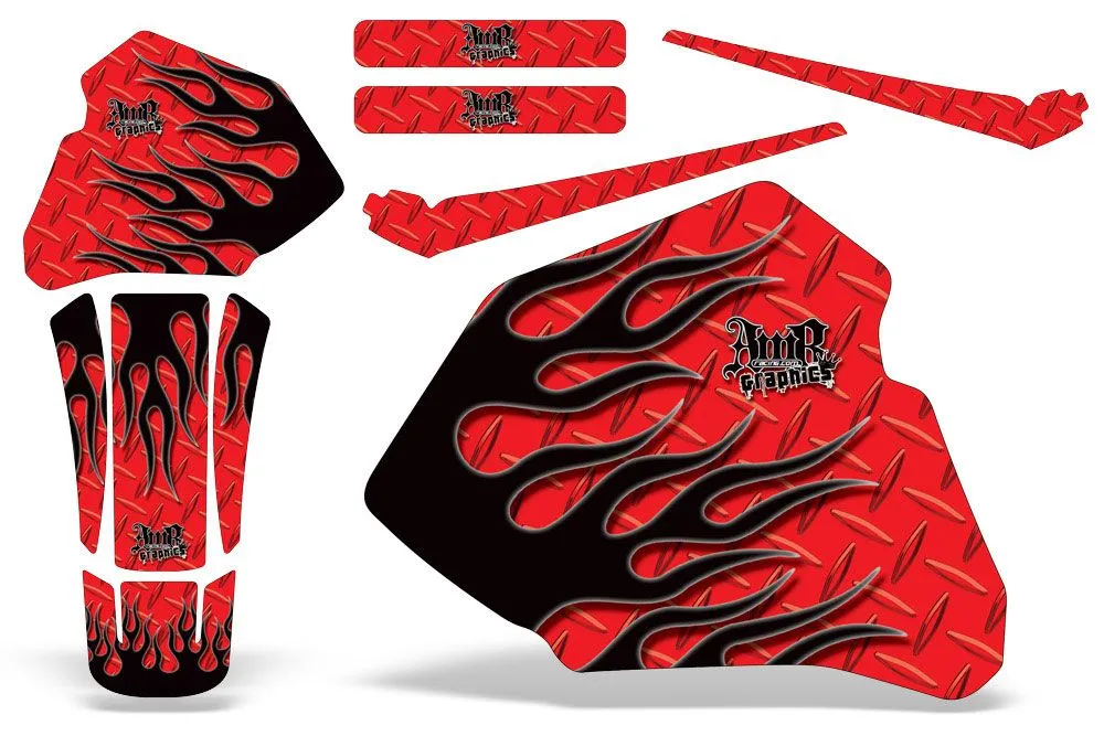 Honda XR80 Dirt Bike Graphic Kit - 1985-2000 Diamond Flames Red
