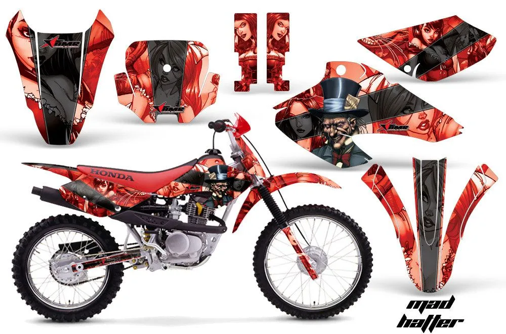 Honda XR80 Dirt Bike Graphic Kit - 2001-2003 Mad Hatter Red