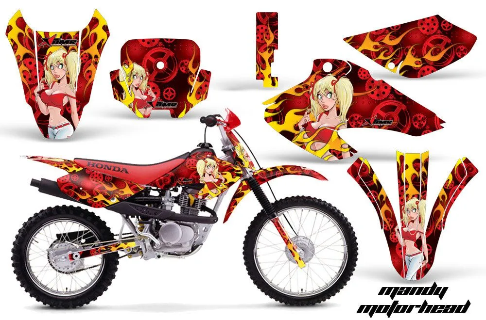 Honda XR80 Dirt Bike Graphic Kit - 2001-2003 Motorhead Mandy Red