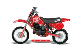 Honda CR60 Dirt Bike Graphic Kit - 1984-1985 Silver Star - Reloaded Red