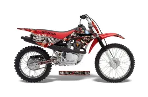 Honda CRF100 Dirt Bike Graphic Kit - 2004-2010 Mad Hatter Red