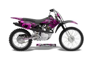 Honda CRF100 Dirt Bike Graphic Kit - 2004-2010 Skulls and Hammers Pink