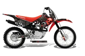 Honda CRF100 Dirt Bike Graphic Kit - 2011-2016 Checkered Skull Red