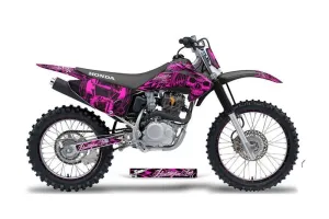 Honda CRF230 F Dirt Bike Graphic Kit - 2003-2007 Skulls and Hammers Pink
