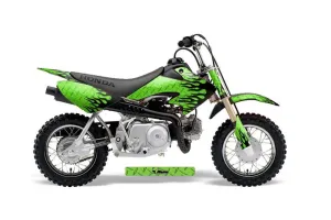 Honda CRF50 Dirt Bike Graphic Kit - 2004-2024 Diamond Flames Green