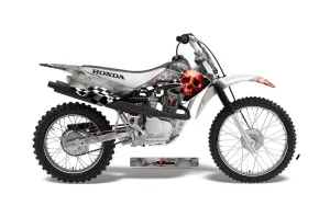 Honda CRF70 Dirt Bike Graphic Kit - 2004-2015 Checkered Skull Red