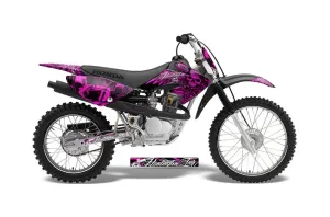 Honda CRF70 Dirt Bike Graphic Kit - 2004-2015 Skulls and Hammers Pink