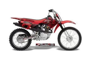 Honda CRF70 Dirt Bike Graphic Kit - 2004-2015 Skulls and Hammers Red