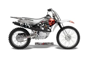 Honda CRF80 Dirt Bike Graphic Kit - 2004-2010 Checkered Skull Red