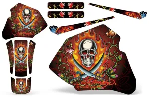 Honda XR100 Dirt Bike Graphic Kit - 1985-2000 Ed Hardy - Pirates Red