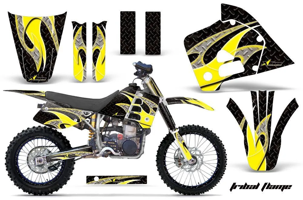 Husaberg FC 501 Dirt Bike Graphic Kit - 1997-1999 Tribal Flame Yellow
