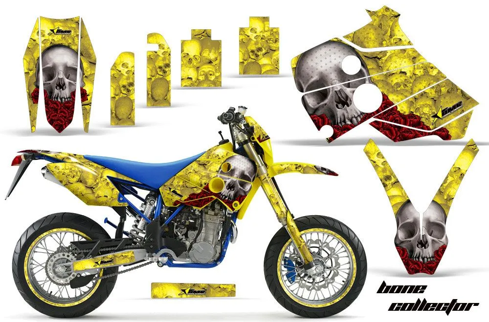 Husaberg FC / FE / FS 650 Dirt Bike Graphic Kit - 2001-2005 Bone Collector Yellow