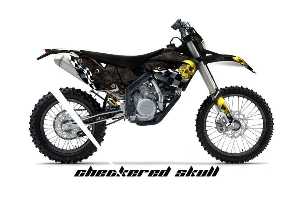 Husaberg FS / FE 670 Dirt Bike Graphic Kit - 2009-2012 Checkered Skull Yellow