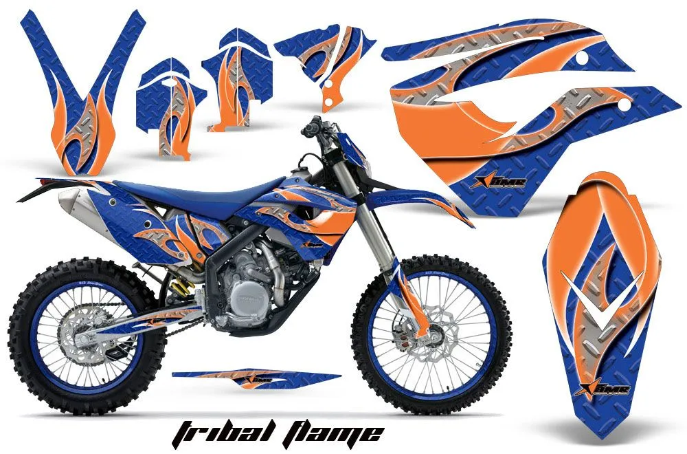 Husaberg FS / FE 670 Dirt Bike Graphic Kit - 2009-2012 Tribal Flames Orange