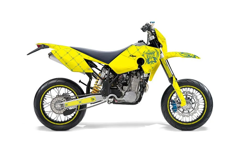 Husaberg FS / FE Dirt Bike Graphic Kit - 2006-2008 Silver Star - Reloaded Yellow
