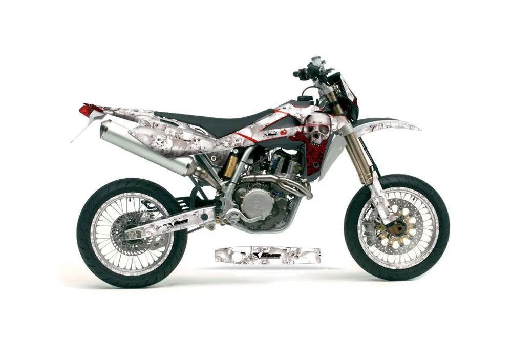 Husqvarna SM / SMR 450 / 530 Dirt Bike Graphic Kit - 2005-2010 Bone Collector White